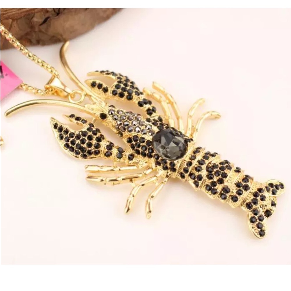 Crystal Black Lobster Necklace (BIG PENDANT)